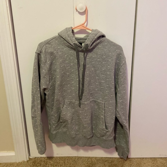 MENS NIKE GREY ALLOVER SWOSH PRINT HOODIE - Picture 2 of 3
